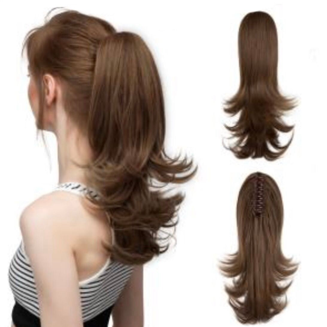 14 Inch Layered Synthetic Claw Clip-In Ponytail – Realistic, Easy-to-Wear, and Perfect for Everyday Style