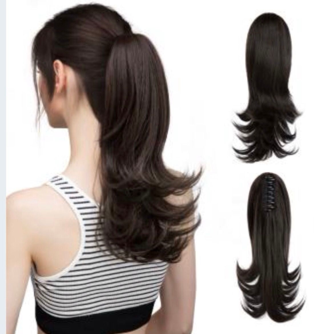 14 Inch Layered Synthetic Claw Clip-In Ponytail – Realistic, Easy-to-Wear, and Perfect for Everyday Style