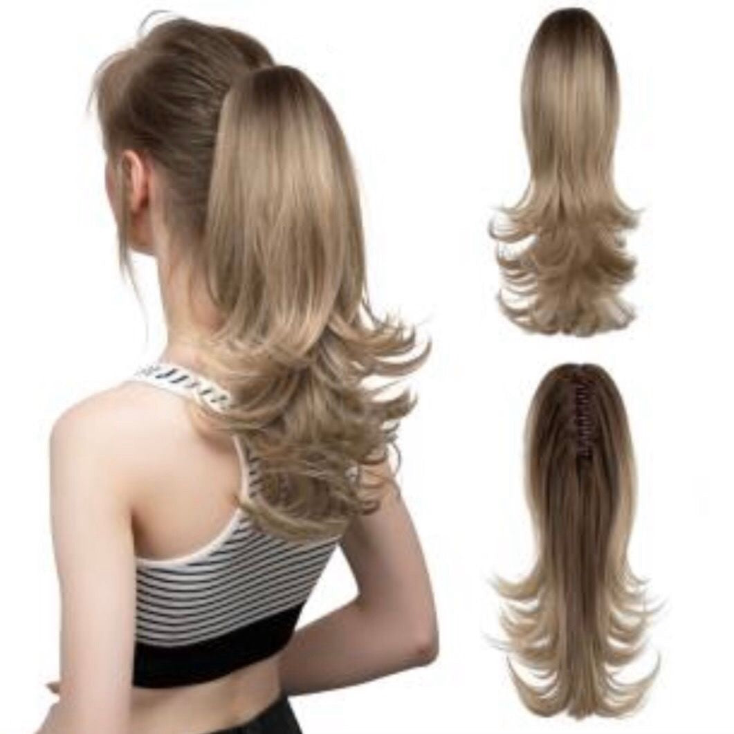 14 Inch Layered Synthetic Claw Clip-In Ponytail – Realistic, Easy-to-Wear, and Perfect for Everyday Style